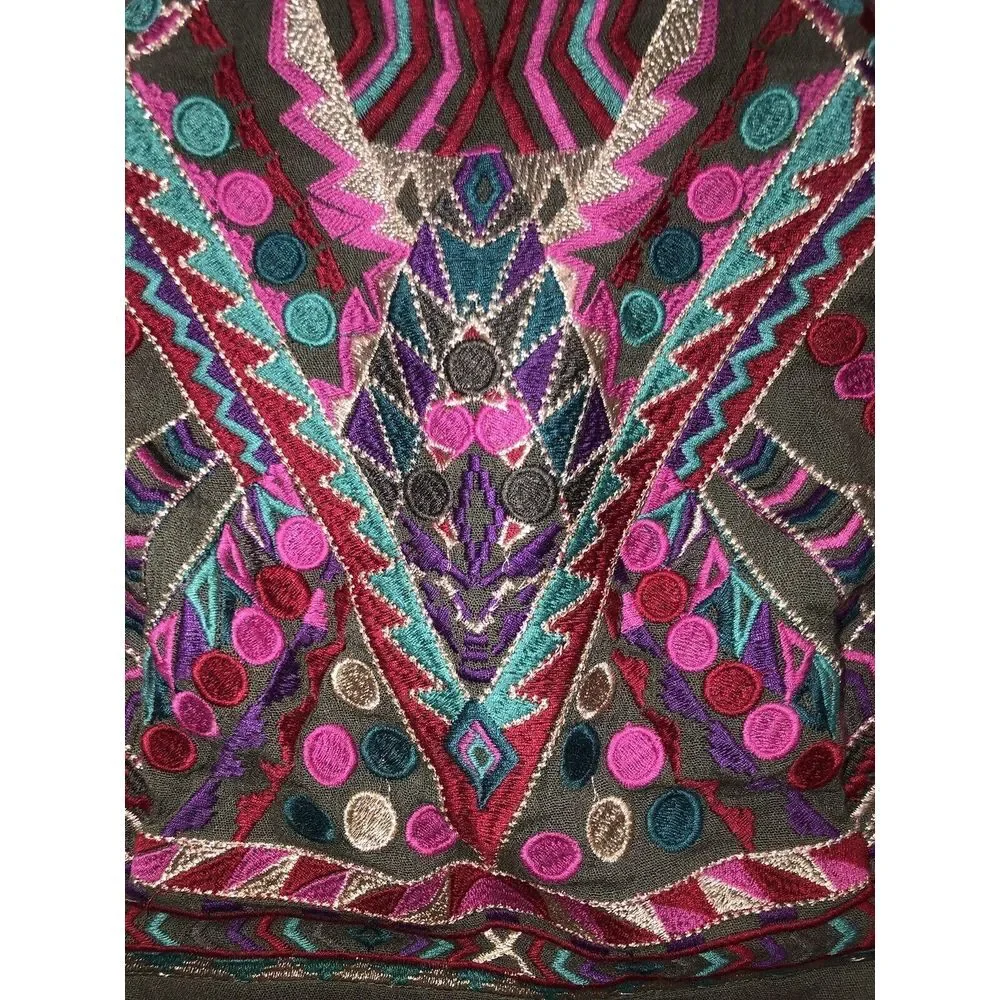 Lulus Little Beach Olive Green Lined Cutout‎ Embroidered Maxi Dress NWT L - Picture 9 of 15